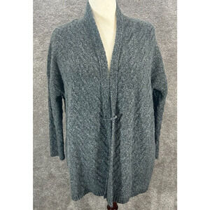 J Jill Cardigan Womens Medium Gray Oversized Alpaca Blend Hook & Eye Sweater